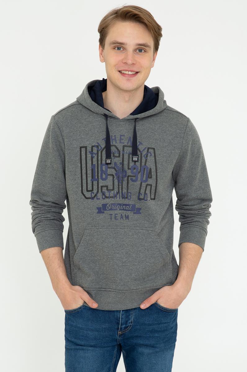 Erkek Antrasit Melanj Kapüşonlu Sweatshirt