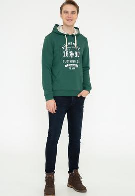 Erkek Koyu Yeşil Kapüşonlu Sweatshirt - 50246299053