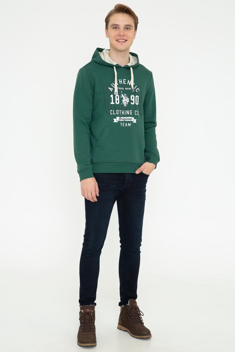 Erkek Koyu Yeşil Kapüşonlu Sweatshirt - 50246299053