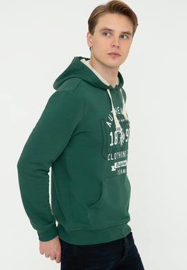 Erkek Koyu Yeşil Kapüşonlu Sweatshirt - 50246299053