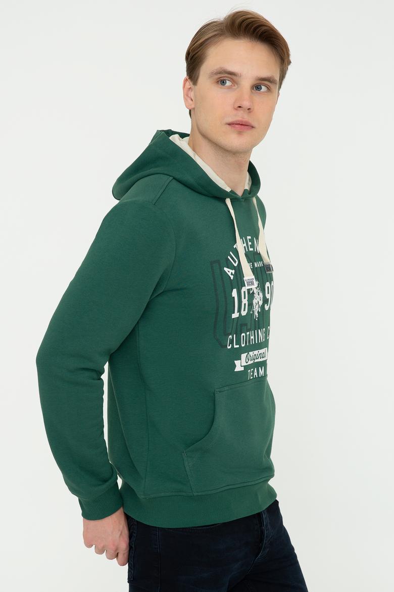 Erkek Koyu Yeşil Kapüşonlu Sweatshirt - 50246299053