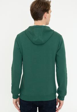 Erkek Koyu Yeşil Kapüşonlu Sweatshirt - 50246299053