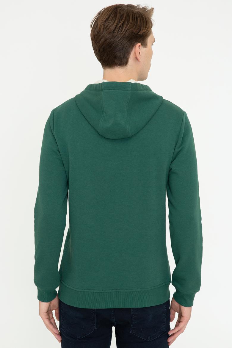 Erkek Koyu Yeşil Kapüşonlu Sweatshirt - 50246299053