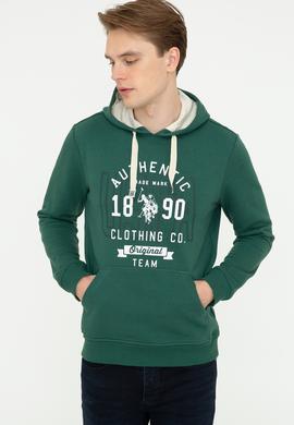 Erkek Koyu Yeşil Kapüşonlu Sweatshirt - 50246299053