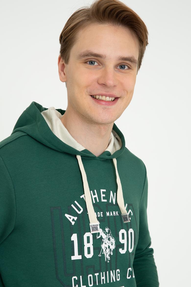 Erkek Koyu Yeşil Kapüşonlu Sweatshirt - 50246299053