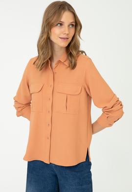 Kadın Kiremit Uzun Kollu Gömlek - 50237874054