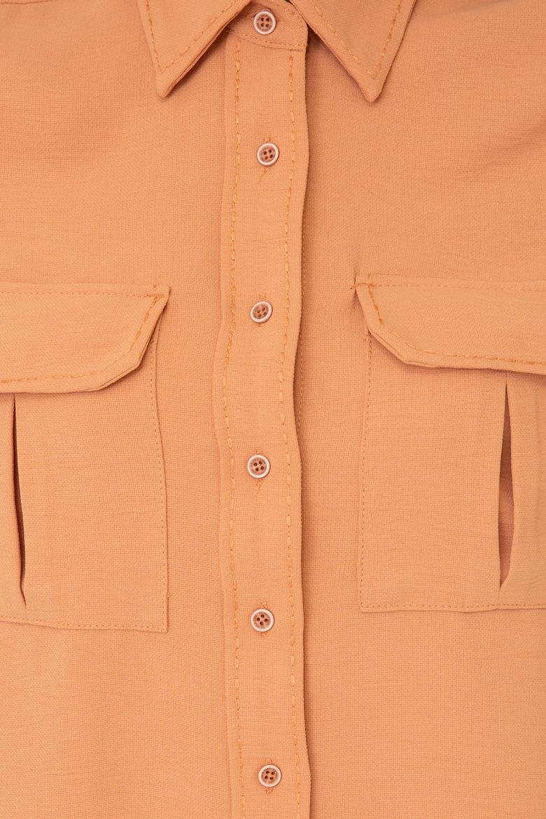 Kadın Kiremit Uzun Kollu Gömlek - 50237874054