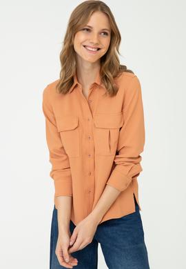 Kadın Kiremit Uzun Kollu Gömlek - 50237874054