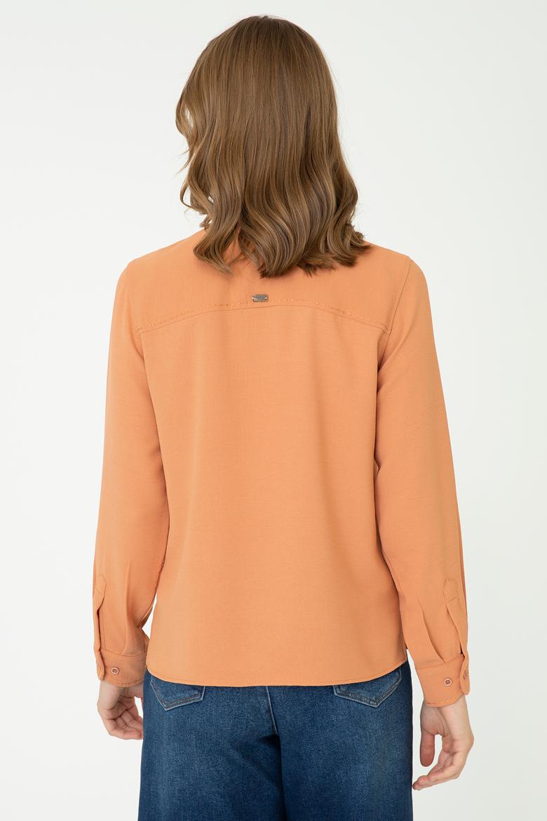 Kadın Kiremit Uzun Kollu Gömlek - 50237874054