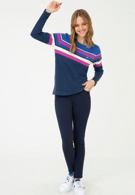 Kadın İndigo Triko Kazak - 50244861011