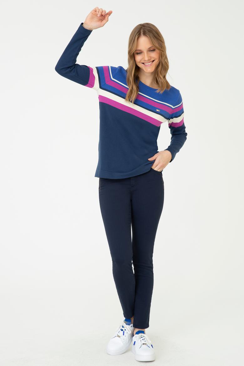 Kadın İndigo Triko Kazak - 50244861011