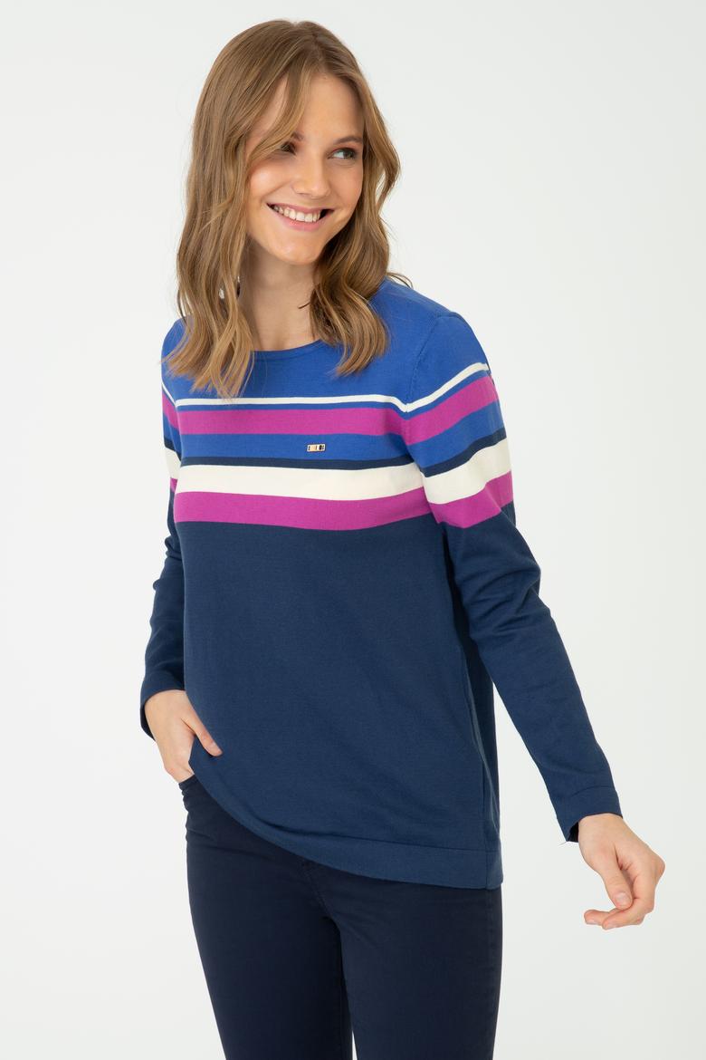 Kadın İndigo Triko Kazak - 50244861011