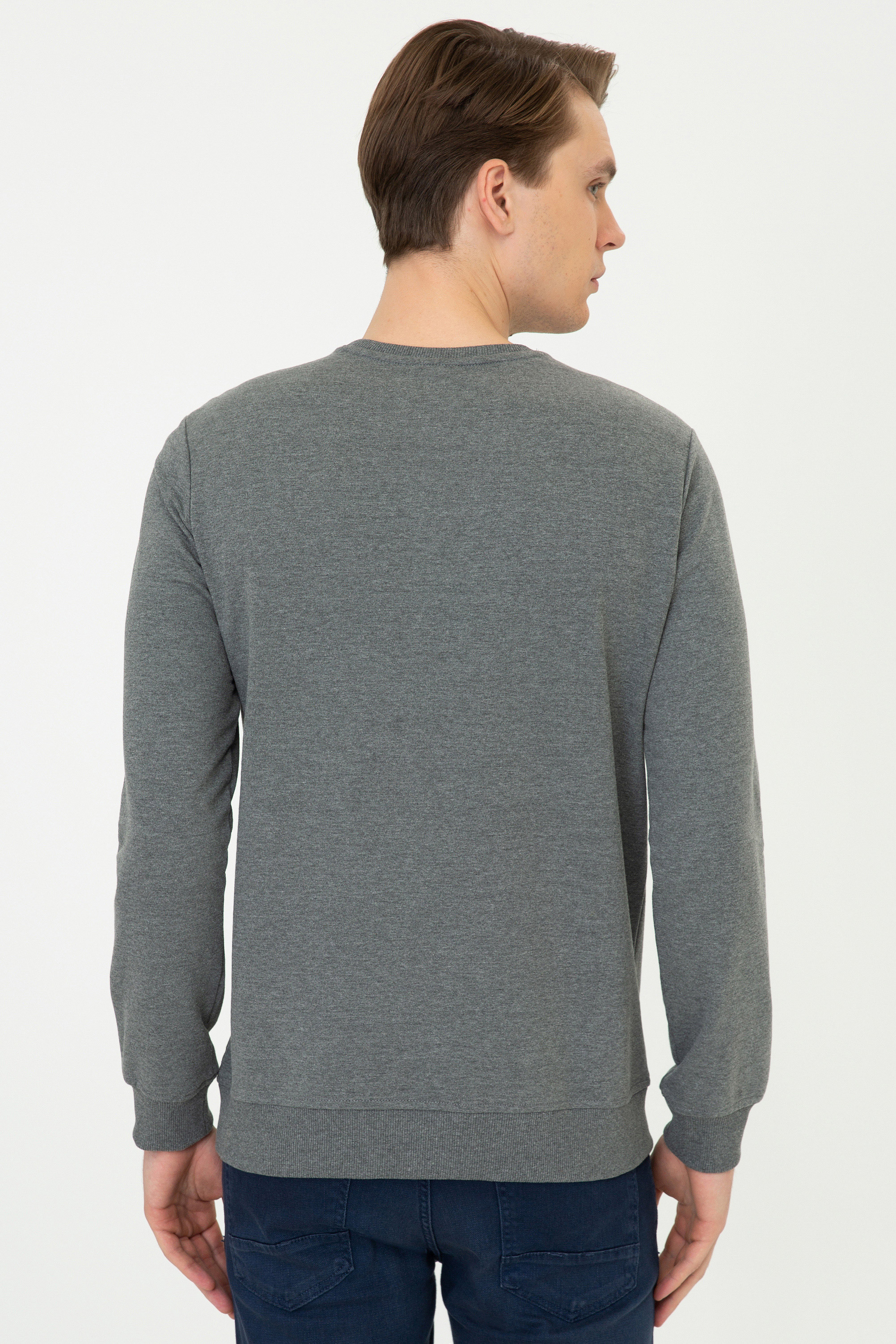 Erkek Antrasit Melanj Sweatshirt - Image 4