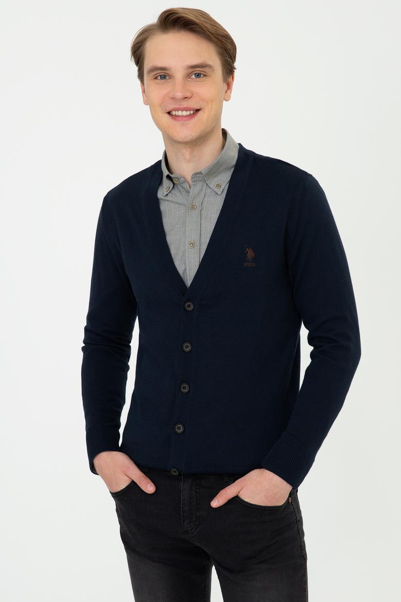 Erkek Lacivert Triko Hırka