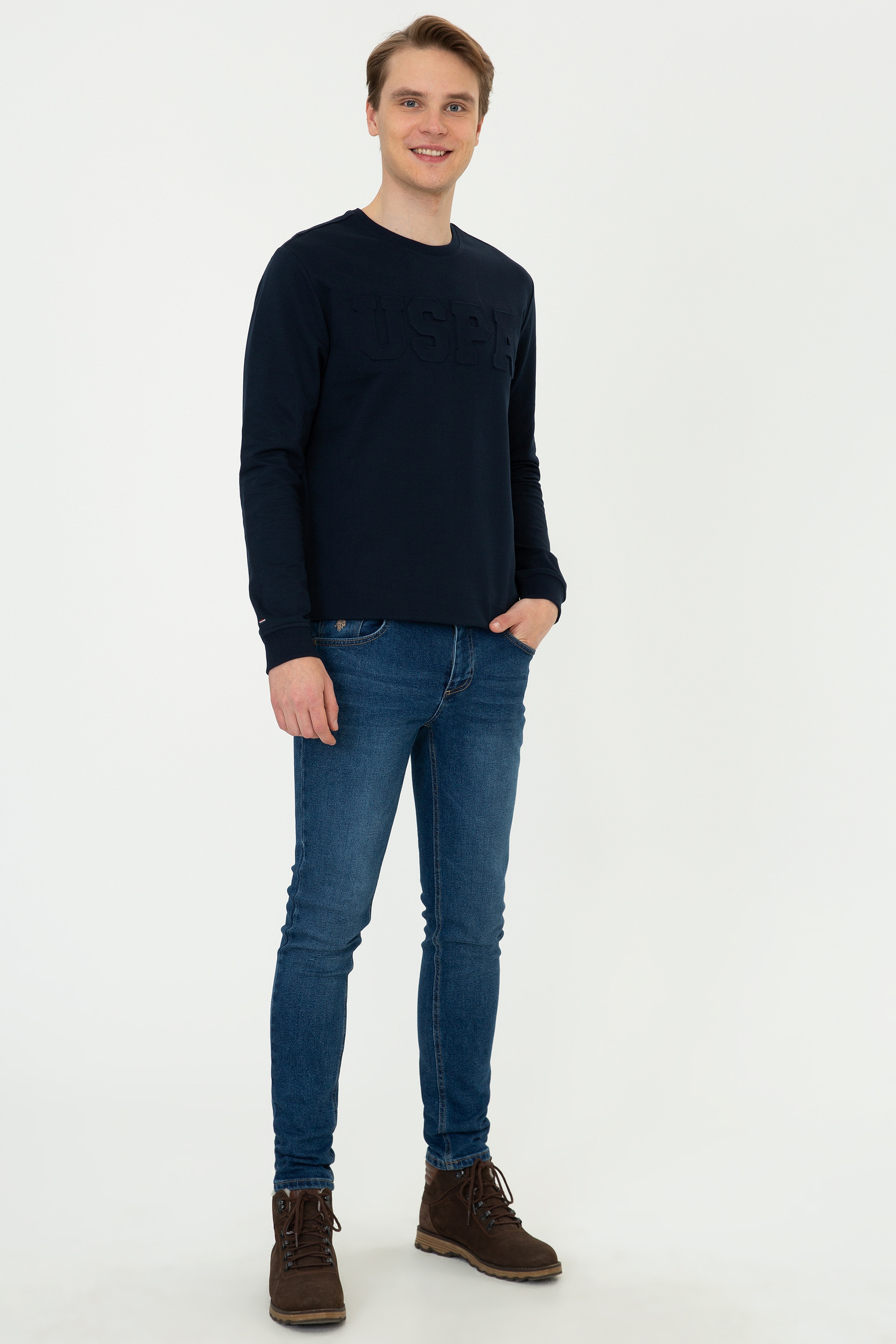 Erkek Lacivert Sweatshirt Basic