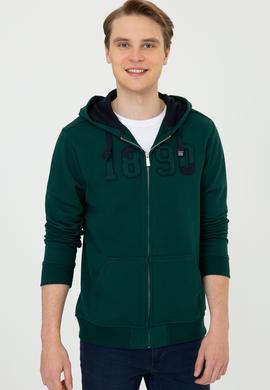 Erkek Koyu Yeşil Örme Hırka - 50243959056