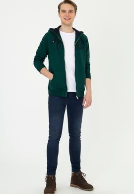 Erkek Koyu Yeşil Örme Hırka - 50243959056