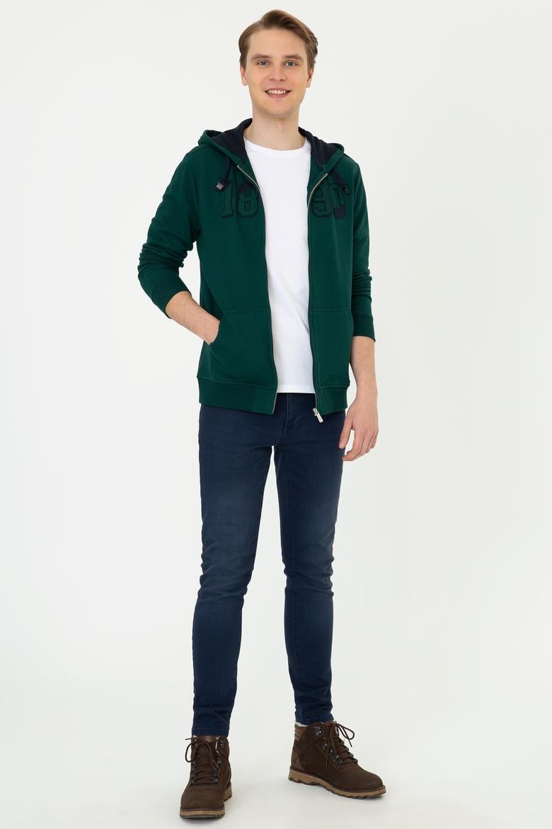 Erkek Koyu Yeşil Örme Hırka - 50243959056