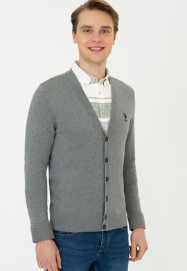 Erkek Gri Melanj Triko Hırka - 50237062033