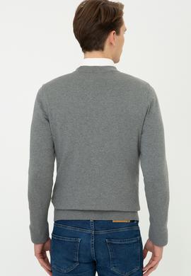 Erkek Gri Melanj Triko Hırka - 50237062033