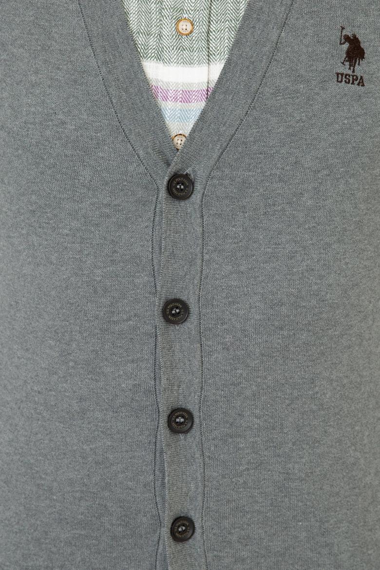 Erkek Gri Melanj Triko Hırka - 50237062033