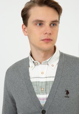 Erkek Gri Melanj Triko Hırka - 50237062033