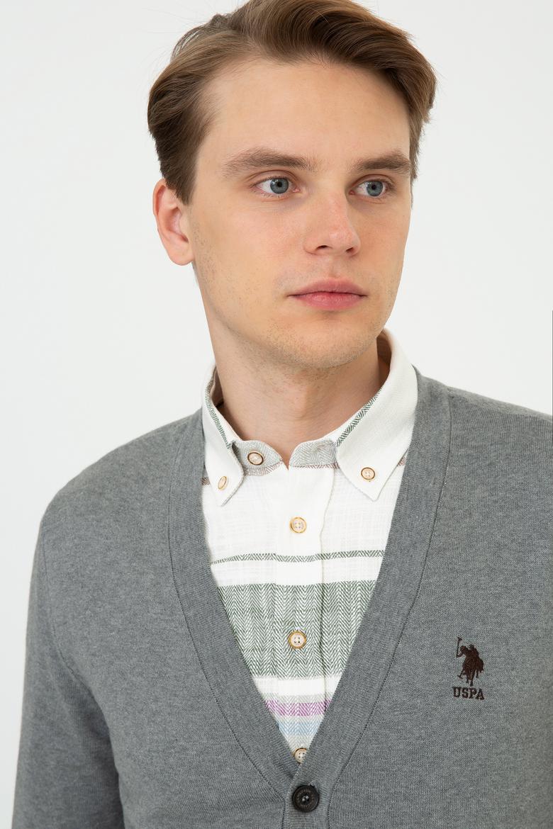 Erkek Gri Melanj Triko Hırka - 50237062033