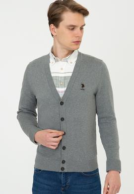 Erkek Gri Melanj Triko Hırka - 50237062033