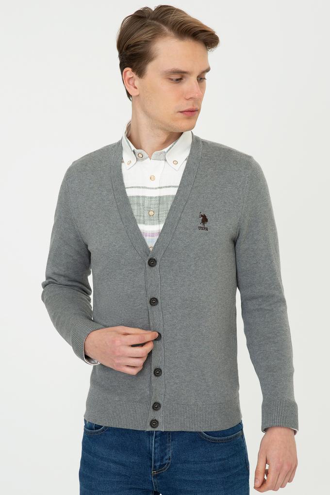 Erkek Gri Melanj Triko Hırka