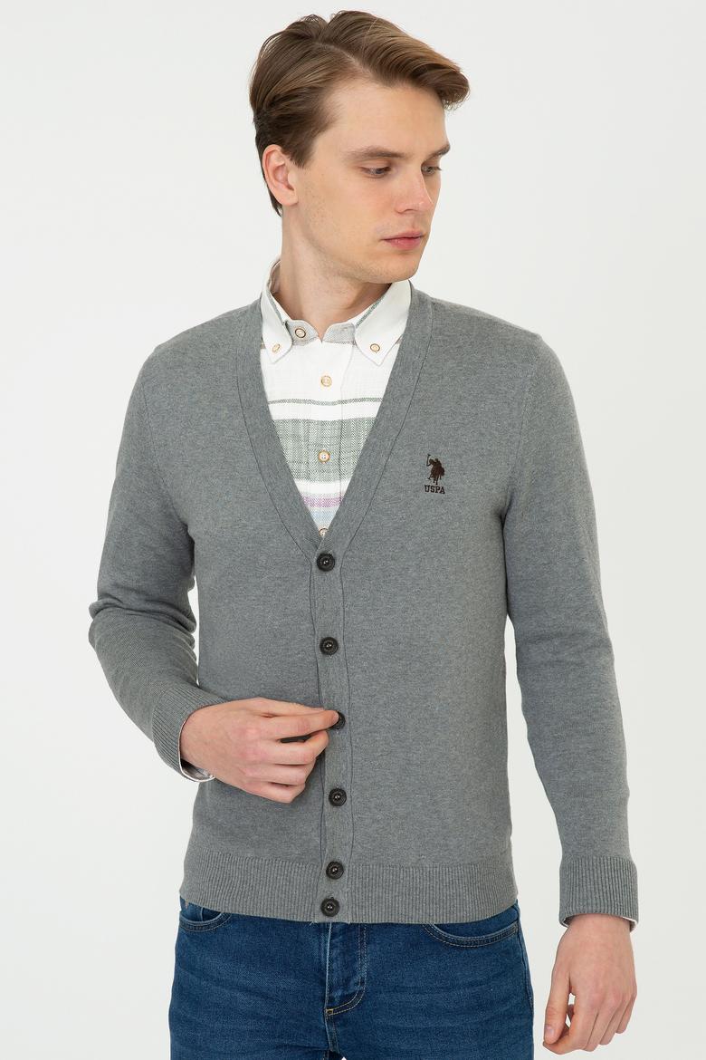 Erkek Gri Melanj Triko Hırka