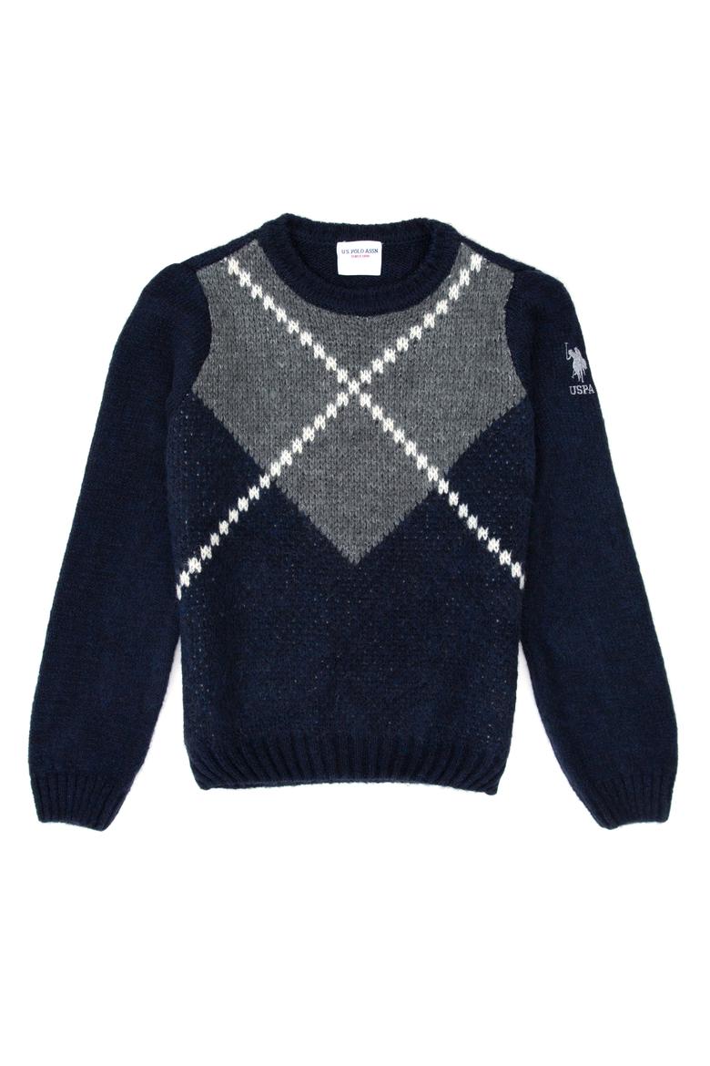 Erkek Çocuk Lacivert Bisiklet Yaka Triko Kazak