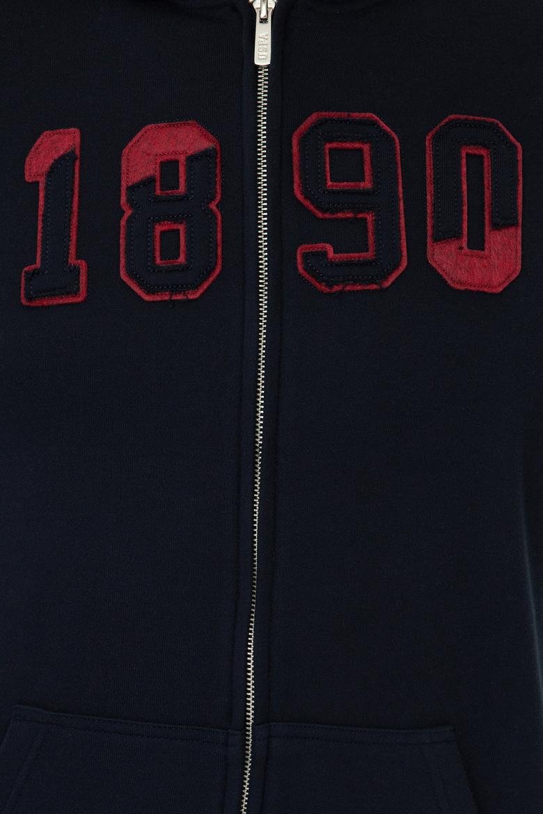 Erkek Lacivert Kapüşonlu Fermuarlı Sweatshirt - 50243959011