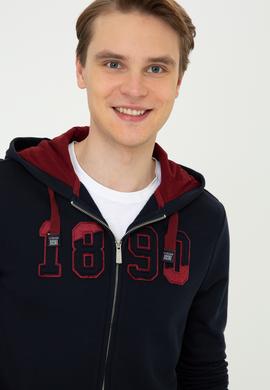 Erkek Lacivert Kapüşonlu Fermuarlı Sweatshirt - 50243959011