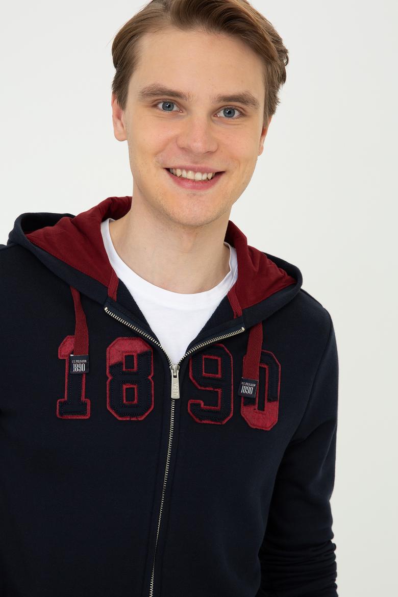 Erkek Lacivert Kapüşonlu Fermuarlı Sweatshirt - 50243959011
