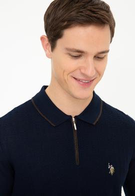 Erkek Lacivert Polo Yaka Triko Kazak - 50210320005