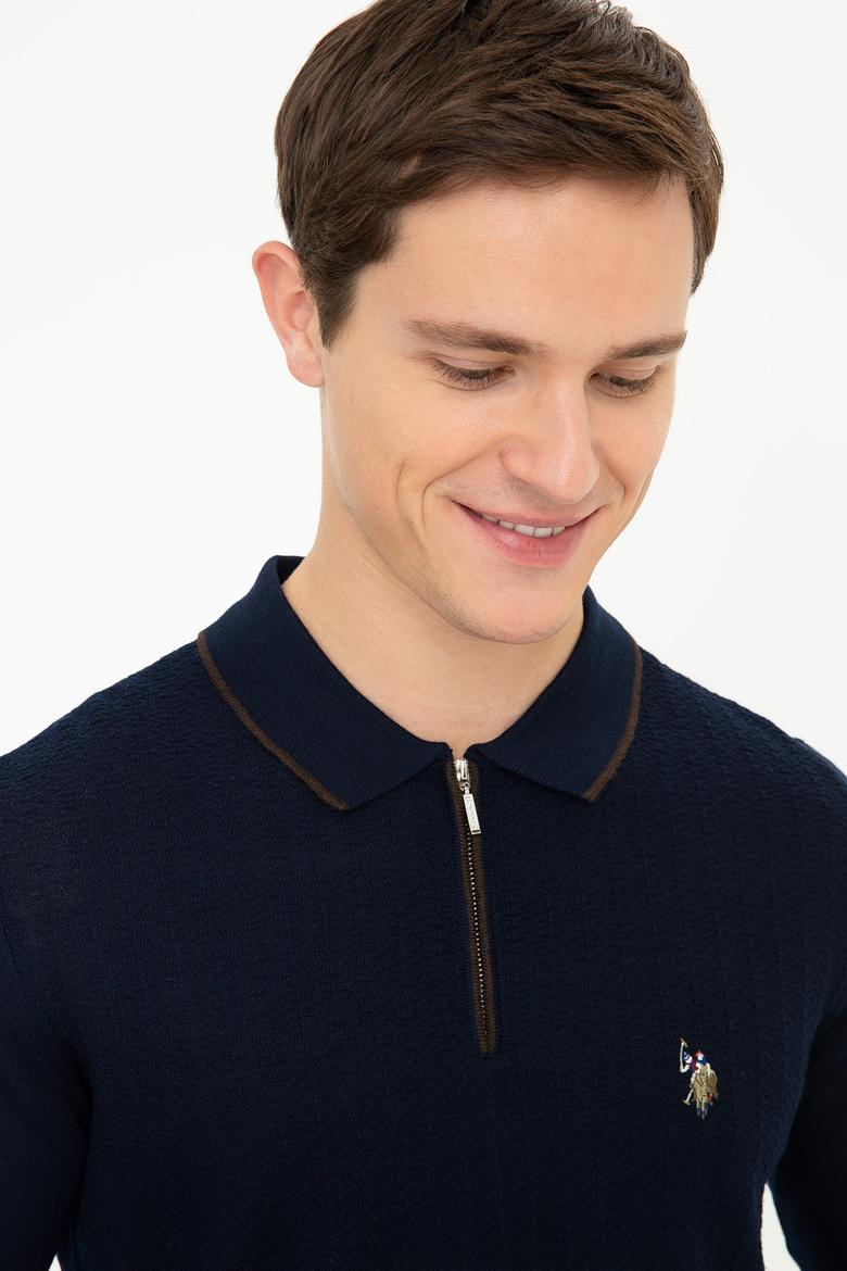 Erkek Lacivert Polo Yaka Triko Kazak - 50210320005