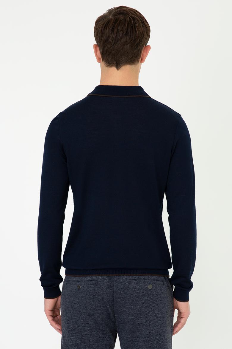 Erkek Lacivert Polo Yaka Triko Kazak - 50210320005