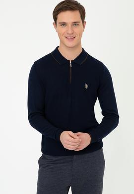 Erkek Lacivert Polo Yaka Triko Kazak - 50210320005