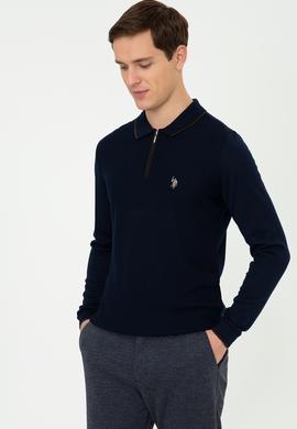 Erkek Lacivert Polo Yaka Triko Kazak - 50210320005