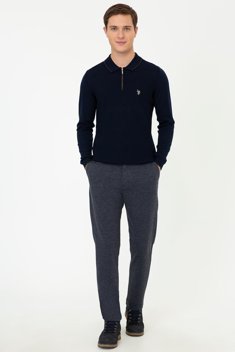 Erkek Lacivert Polo Yaka Triko Kazak - 50210320005