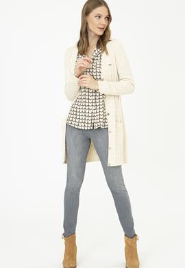 Kadın Beyaz Triko Hırka - 50209469011