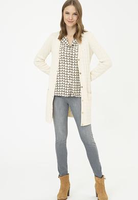 Kadın Beyaz Triko Hırka - 50209469011