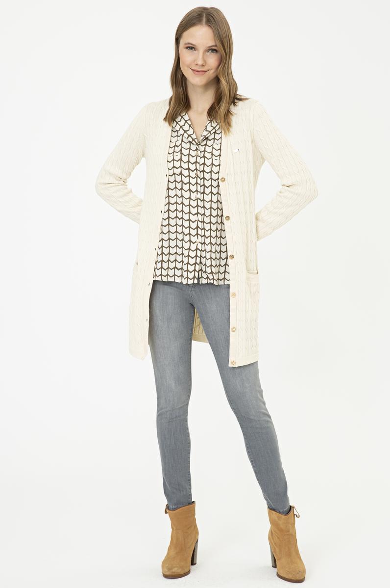 Kadın Beyaz Triko Hırka