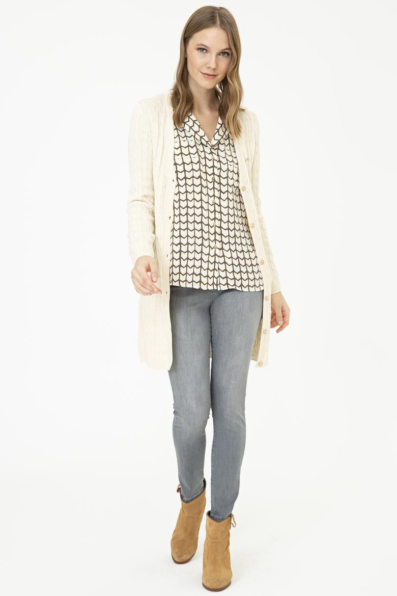 Kadın Beyaz Triko Hırka - 50209469011