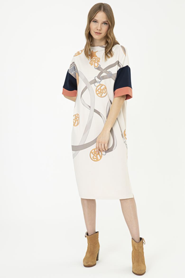 Kadın Krem Örme Elbise - 50240755008