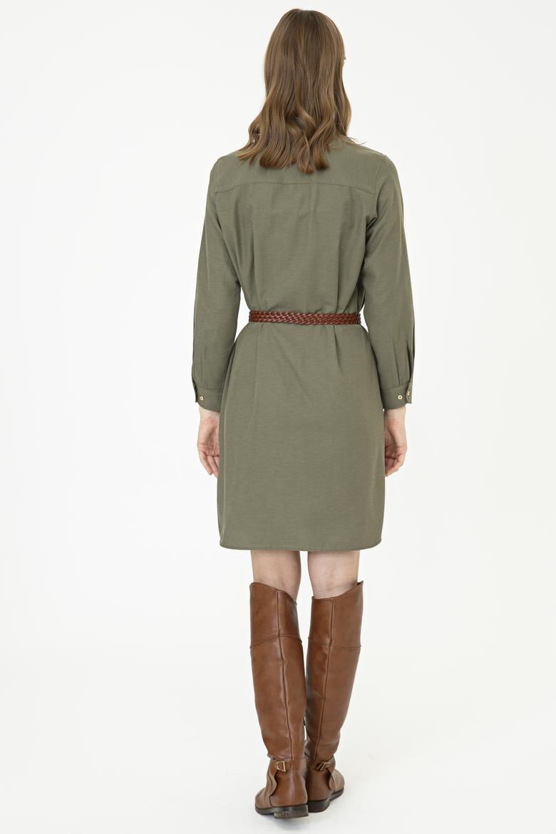 Kadın Haki Dokuma Elbise - 50249789002