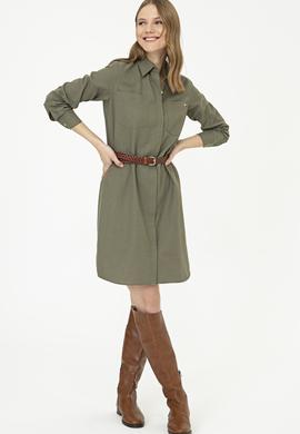 Kadın Haki Dokuma Elbise - 50249789002