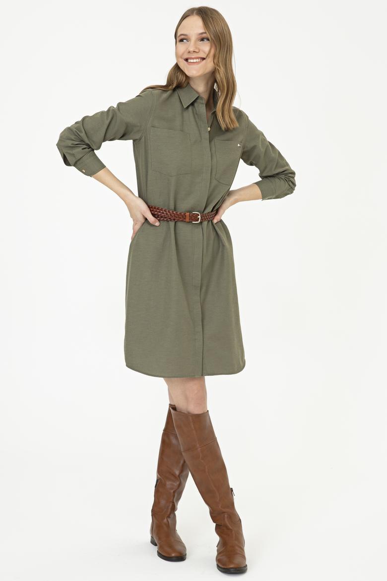 Kadın Haki Dokuma Elbise