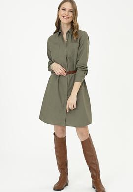 Kadın Haki Dokuma Elbise - 50249789002