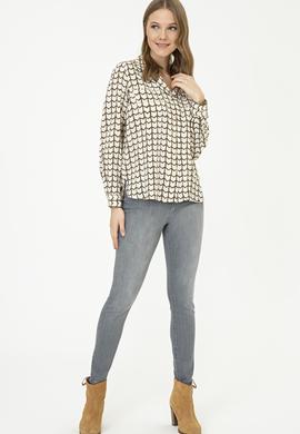 Kadın Safran Uzun Kollu Gömlek - 50236859014